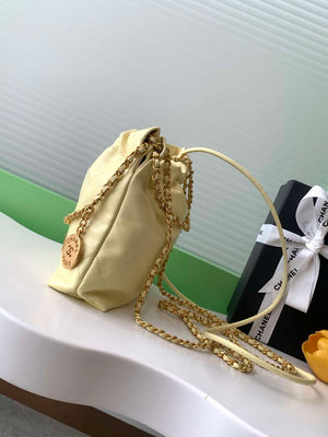 Chanel 22 AS3980 Mini Handbag 25C Shiny Calfskin & Gold -Tone Metal Light Yellow - Default Title - View 2