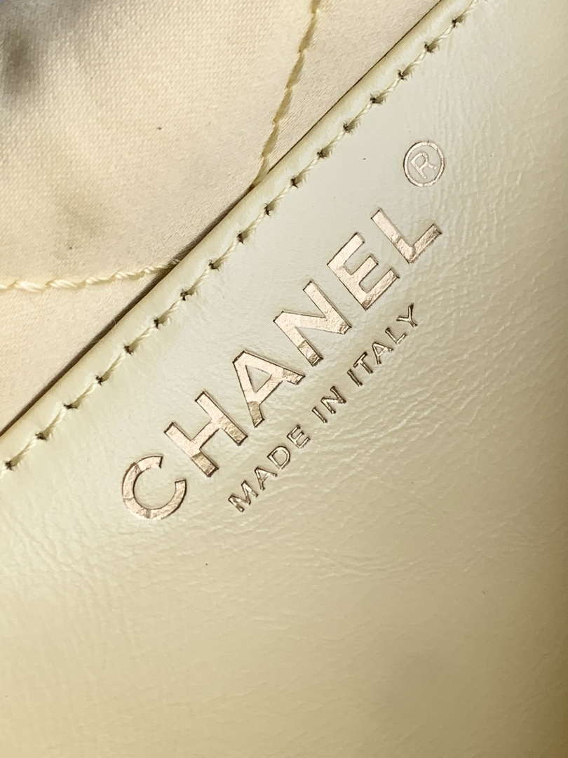 Chanel 22 AS3980 Mini Handbag 25C Shiny Calfskin & Gold -Tone Metal Light Yellow