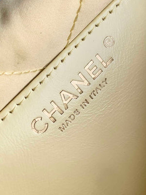Chanel 22 AS3980 Mini Handbag 25C Shiny Calfskin & Gold -Tone Metal Light Yellow - Default Title - View 9