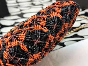 Chanel 22 AS3980 Mini Handbag Calfskin knotted lace and gold-tone metal Orange & black - Default Title - View 9
