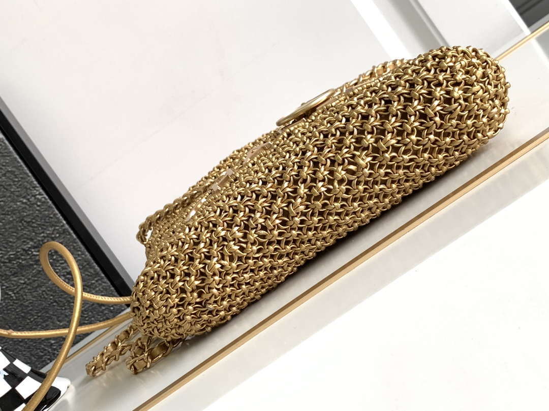 Chanel 22 AS3980 Mini Handbag Calfskin knotted lace gold-tone metal Gold - Default Title - View 4
