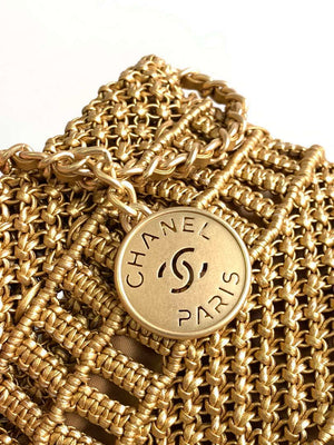 Chanel 22 AS3980 Mini Handbag Calfskin knotted lace gold-tone metal Gold - Default Title - View 5