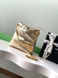 Chanel 22 AS3980 Mini Handbag Shiny Calfskin & Gold-Tone Metal Gold