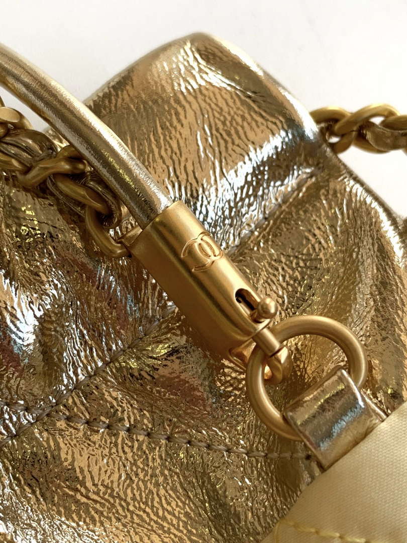 Chanel 22 AS3980 Mini Handbag Shiny Calfskin & Gold-Tone Metal Gold
