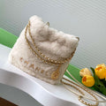 Chanel 22 AS3980 Mini Handbag wool & Gold-Tone Metal Beige - Default Title - View 1