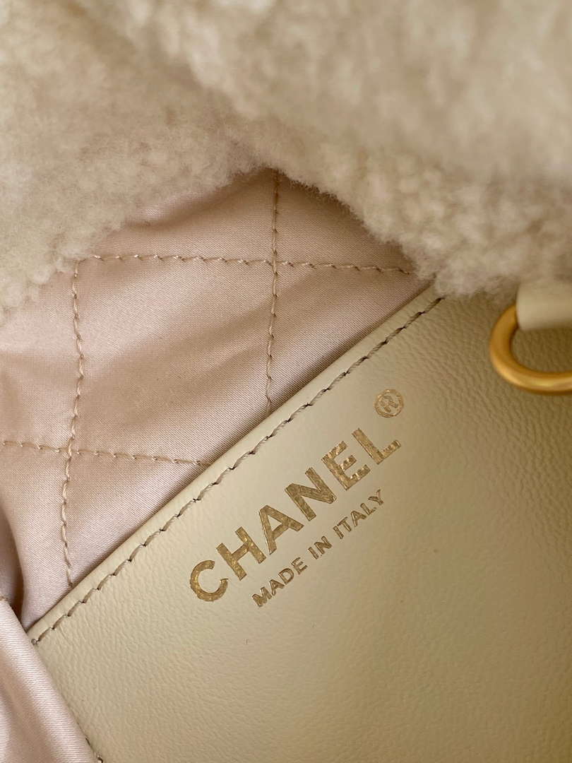 Chanel 22 AS3980 Mini Handbag wool & Gold-Tone Metal Beige - Default Title - View 9
