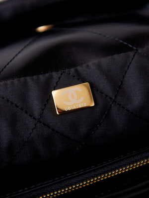 Chanel 22 Bag AS4486 Small Handbag Shiny Calfskin Black With Gold - Default Title - View 9