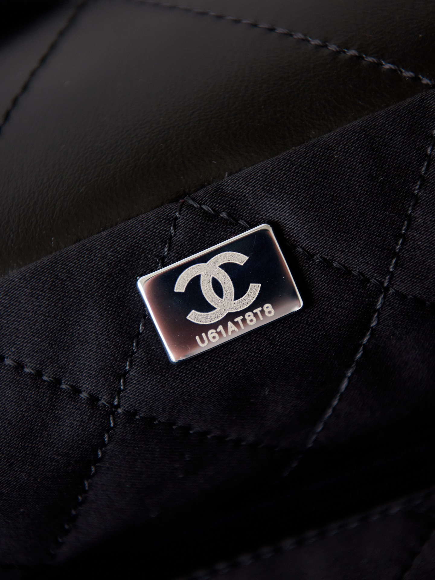 Chanel 22 Bag AS4486 Small Handbag Shiny Calfskin Black With Silver - Default Title - View 9