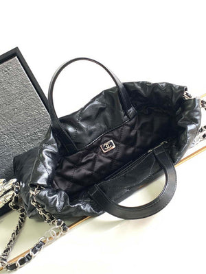 Chanel 22 Backpack AS3859 Shiny Black Calfskin With Sliver Logo - Default Title - View 8