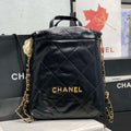 Chanel 22 Backpack AS3859 Shiny Black Calfskin With Gold - Default Title - View 1