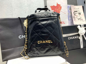 Chanel 22 Backpack AS3859 Shiny Black Calfskin With Gold - Default Title - View 2