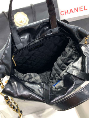 Chanel 22 Backpack AS3859 Shiny Black Calfskin With Gold - Default Title - View 8