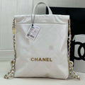 Chanel 22 Backpack AS3859 Shiny White Calfskin With Gold - Default Title - View 1