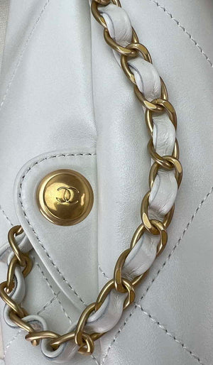 Chanel 22 Backpack AS3859 Shiny White Calfskin With Gold - Default Title - View 5