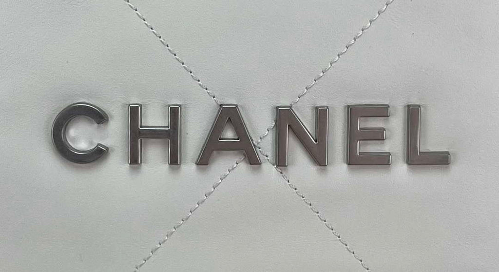 Chanel 22 Backpack AS3859 Shiny White Calfskin With Silver