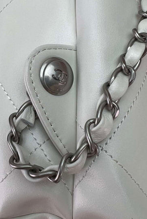 Chanel 22 Backpack AS3859 Shiny White Calfskin With Silver - Default Title - View 5