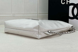 Chanel 22 Backpack AS3859 Shiny White Calfskin With Silver - Default Title - View 6