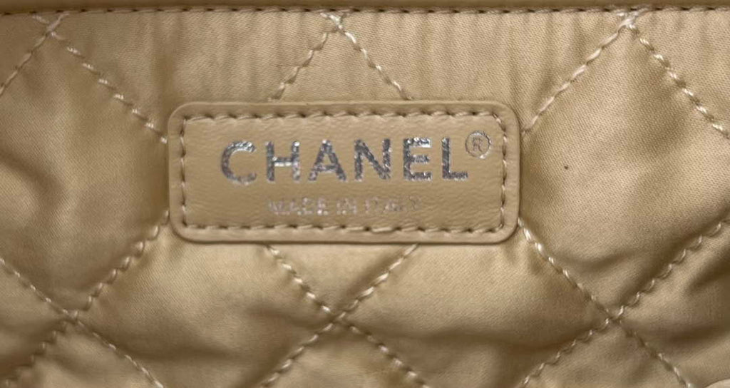 Chanel 22 Backpack AS3859 Shiny White Calfskin With Silver
