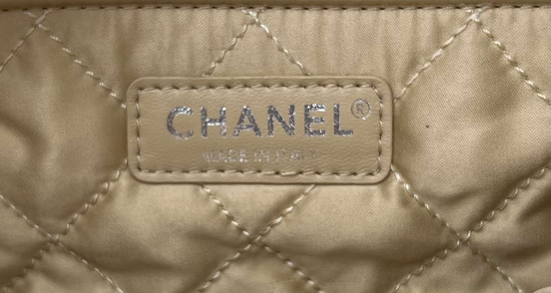 Chanel 22 Backpack AS3859 Shiny White Calfskin With Silver