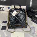 Chanel 22 Backpack Shiny Calfskin AS3313 Black Gold - Default Title - View 1