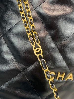 Chanel 22 Backpack Shiny Calfskin AS3313 Black Gold - Default Title - View 5