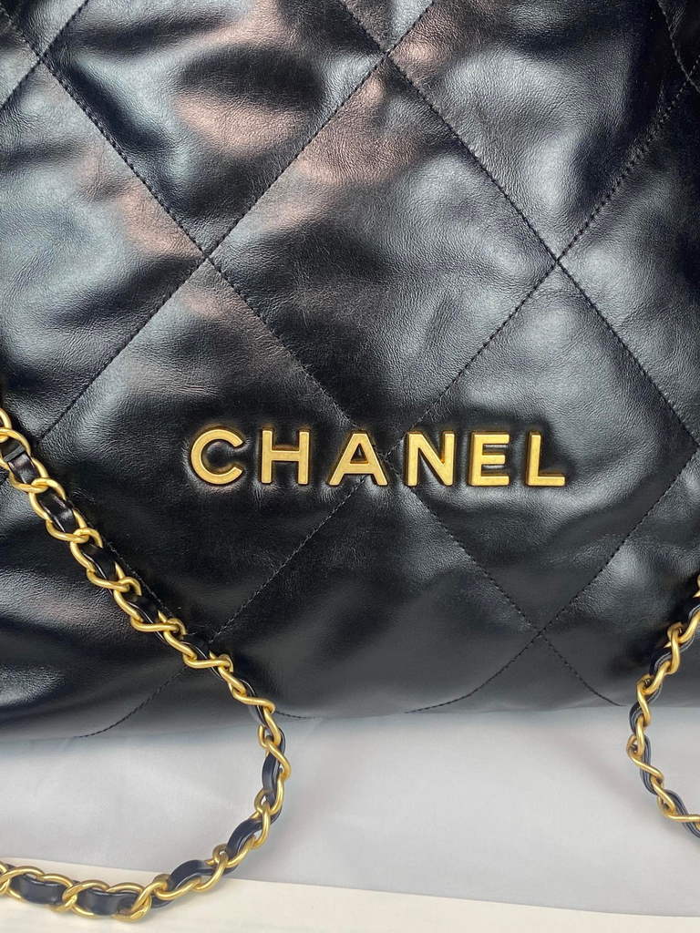 Chanel 22 Backpack Shiny Calfskin AS3313 Black Gold - Default Title - View 6