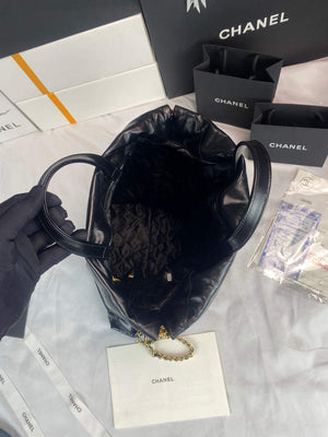 Chanel 22 Backpack Shiny Calfskin AS3313 Black Gold - Default Title - View 7