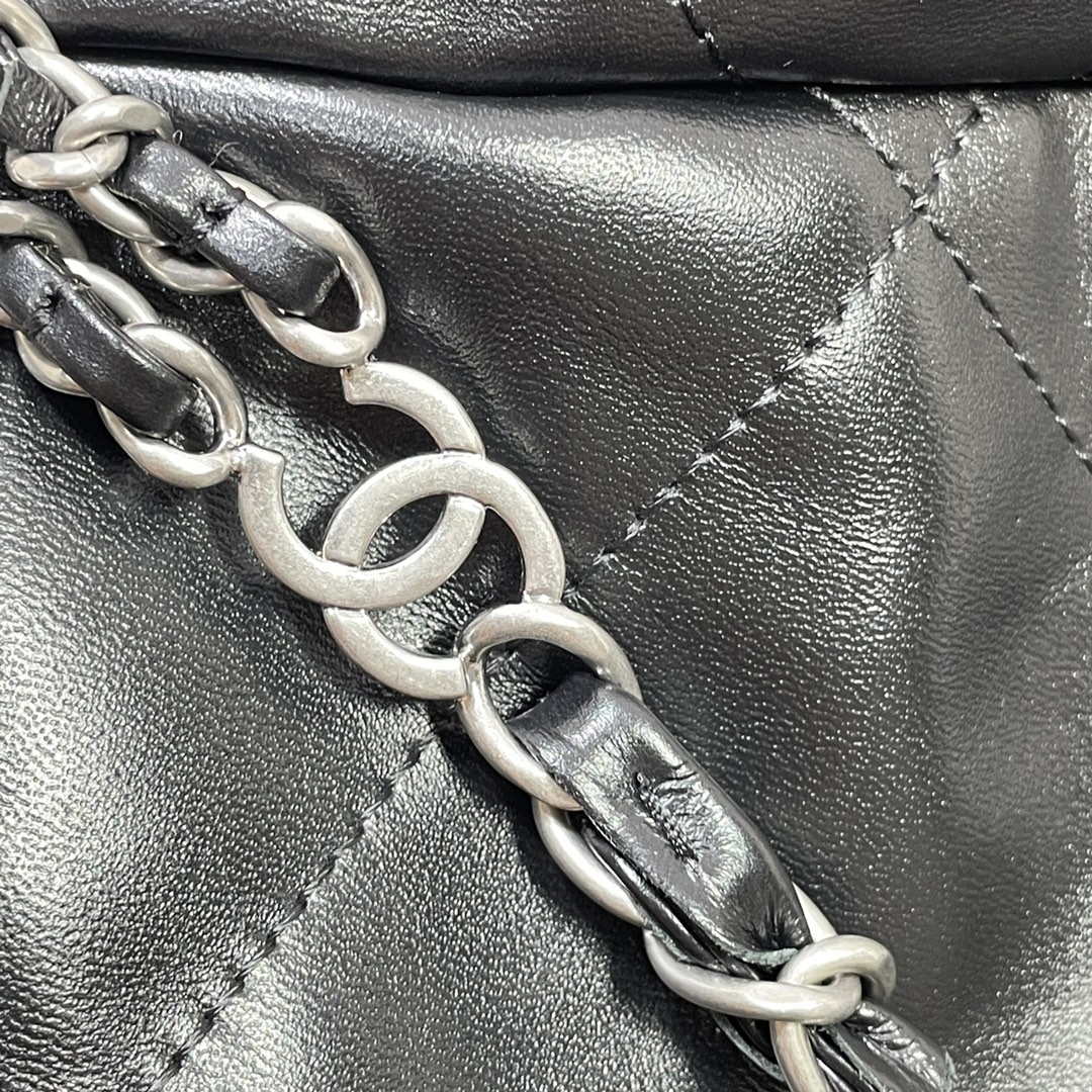Chanel 22 Backpack Shiny Calfskin AS3313 Black With Sliver Logo - Default Title - View 6