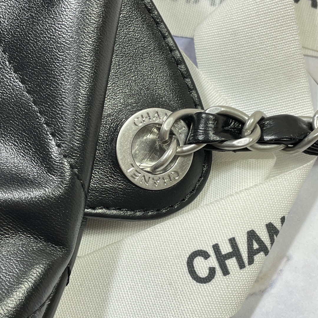 Chanel 22 Backpack Shiny Calfskin AS3313 Black With Sliver Logo - Default Title - View 7