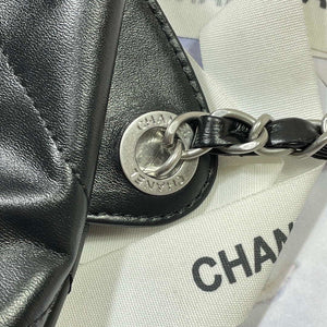 Chanel 22 Backpack Shiny Calfskin AS3313 Black With Sliver Logo - Default Title - View 7