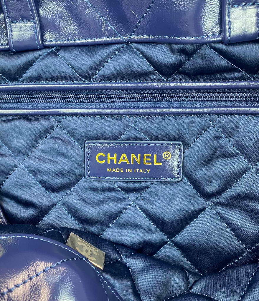 Chanel 22 Backpack Shiny Calfskin AS3313 Blue Gold - Default Title - View 8