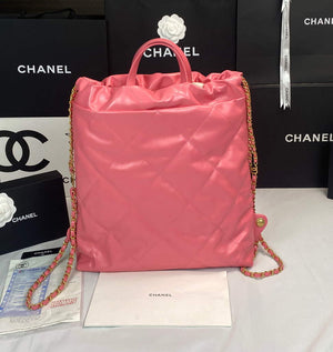 Chanel 22 Backpack Shiny Calfskin AS3313 Pink Gold - Default Title - View 2