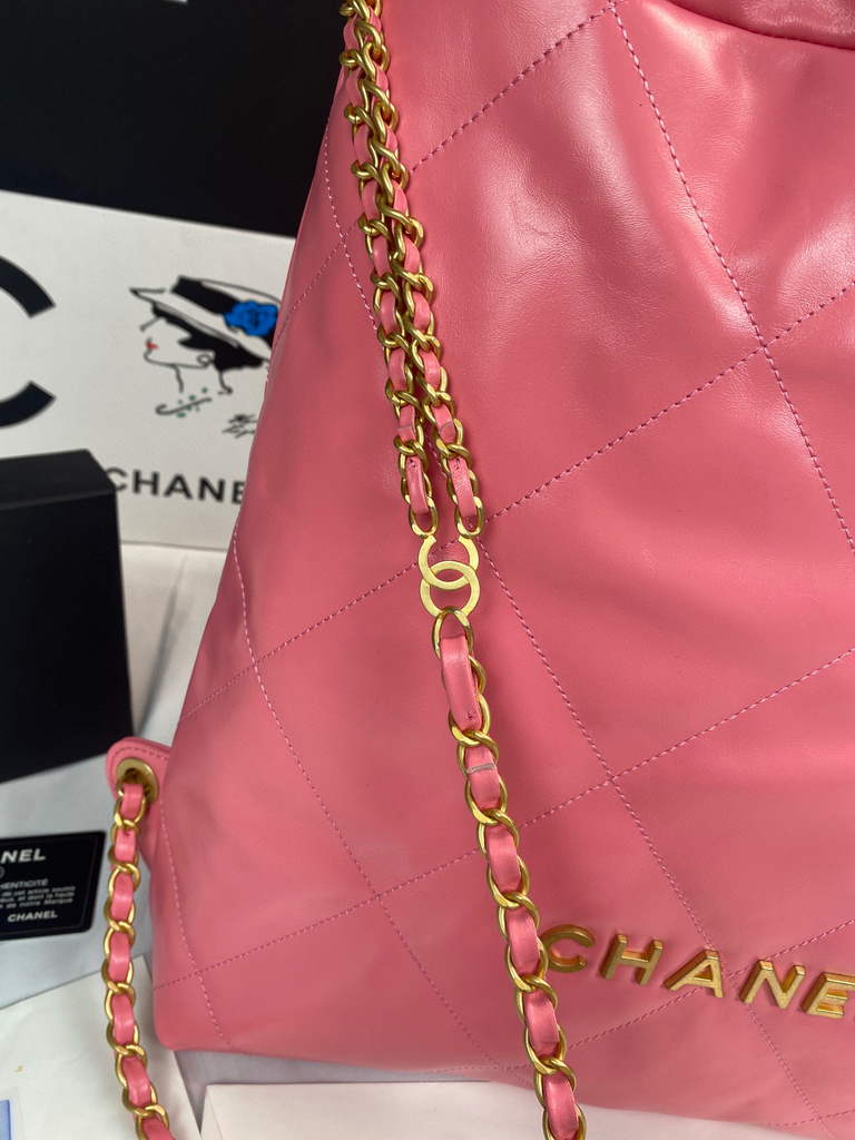 Chanel 22 Backpack Shiny Calfskin AS3313 Pink Gold - Default Title - View 4