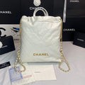 Chanel 22 Backpack Shiny Calfskin AS3313 White Gold - Default Title - View 1