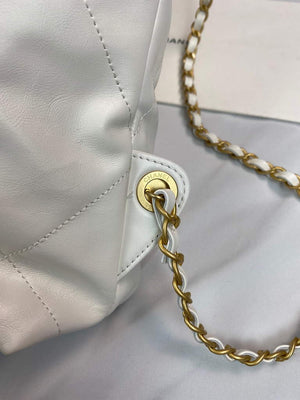 Chanel 22 Backpack Shiny Calfskin AS3313 White Gold - Default Title - View 5