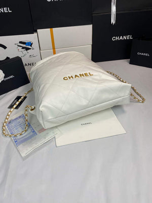 Chanel 22 Backpack Shiny Calfskin AS3313 White Gold - Default Title - View 6