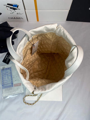 Chanel 22 Backpack Shiny Calfskin AS3313 White Gold - Default Title - View 7