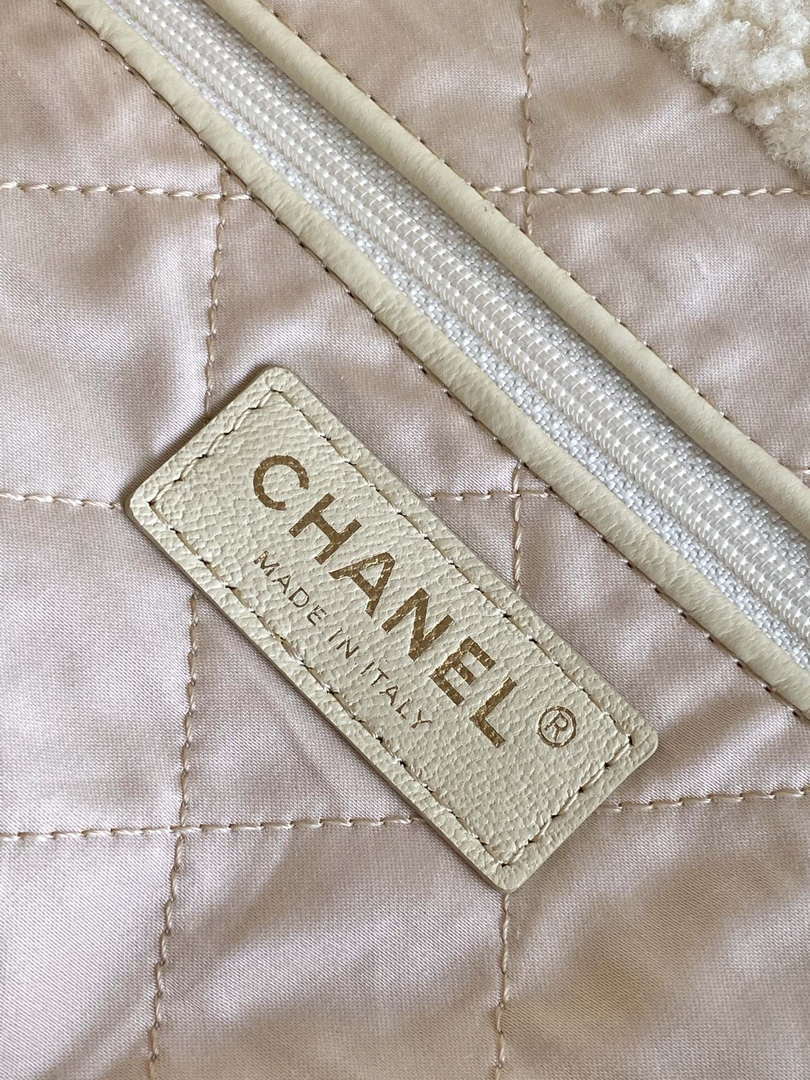 Chanel 22 bag AS3260 Small Handbag  Sheep wool Beige - Default Title - View 9