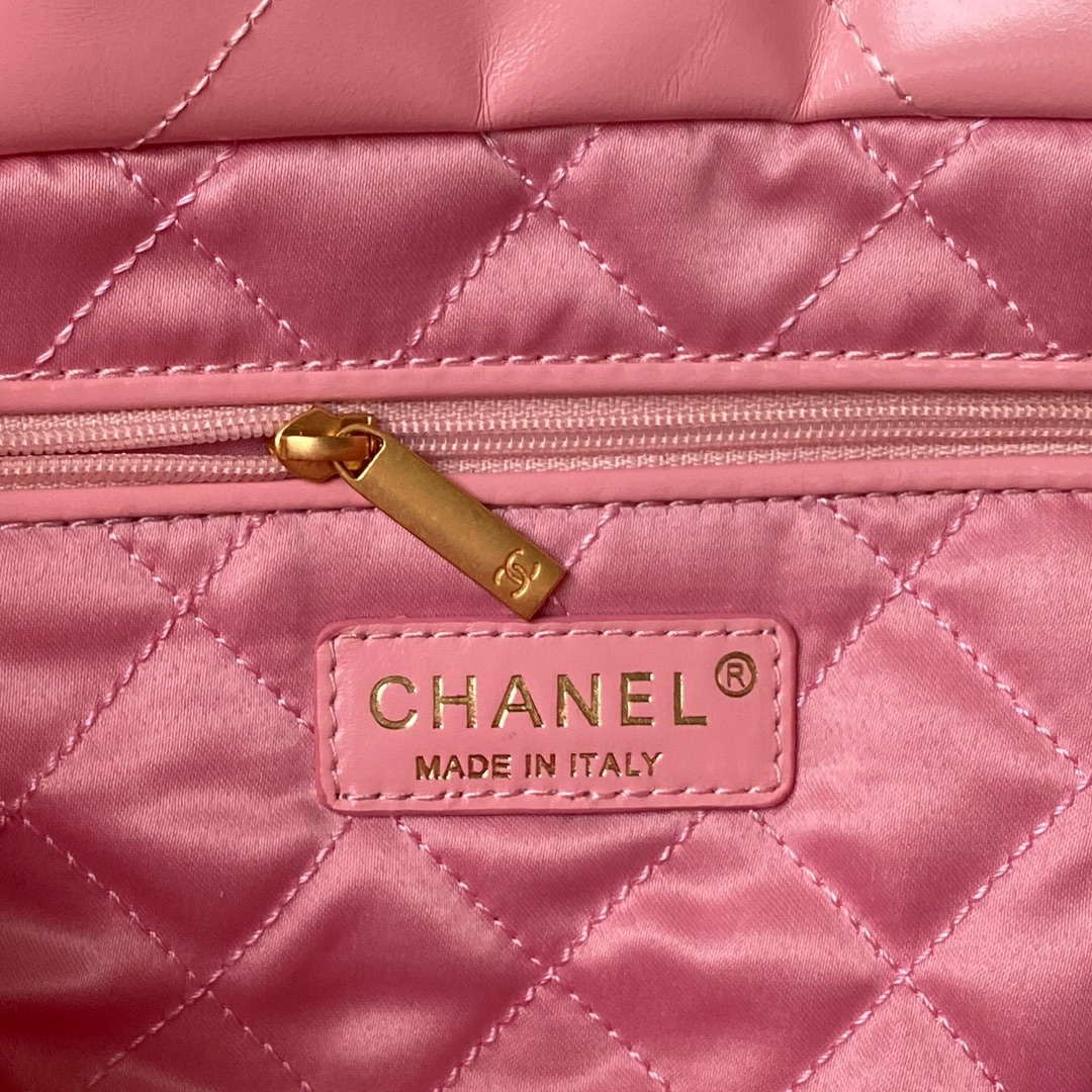 Chanel 22 Bag AS4486 Handbag Shiny Calfskin Pink With Gold - Default Title - View 8