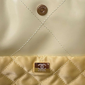 Chanel 22 Bag AS4486 Handbag Shiny Calfskin Yellow With Gold - Default Title - View 8