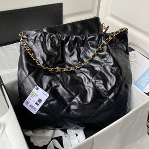 Chanel 22 Handbag AS3261 Shiny Calfskin Gold-Tone Metal Black Logo Gold - Default Title - View 2