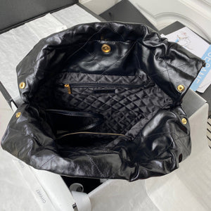 Chanel 22 Handbag AS3261 Shiny Calfskin Gold-Tone Metal Black Logo Gold - Default Title - View 5