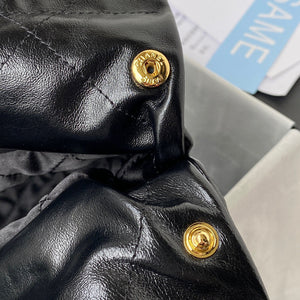 Chanel 22 Handbag AS3261 Shiny Calfskin Gold-Tone Metal Black Logo Gold - Default Title - View 8