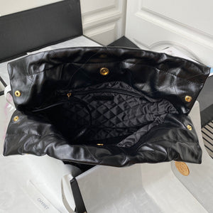 Chanel 22 Handbag AS3261 Shiny Calfskin Gold-Tone Metal Black Logo White - Default Title - View 6