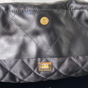 Chanel 22 Handbag AS3261 Shiny Calfskin Gold-Tone Metal Black Logo White - Default Title - View 8