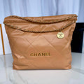 Chanel 22 Handbag AS3261 Shiny Calfskin Gold-Tone Metal Camel - Default Title - View 1