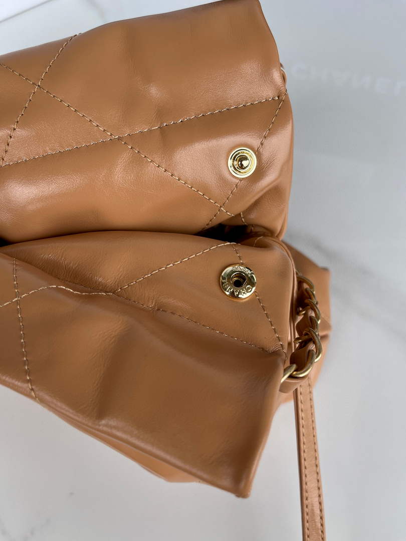 Chanel 22 Handbag AS3261 Shiny Calfskin Gold-Tone Metal Camel - Default Title - View 8