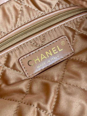 Chanel 22 Handbag AS3261 Shiny Calfskin Gold-Tone Metal Camel - Default Title - View 9