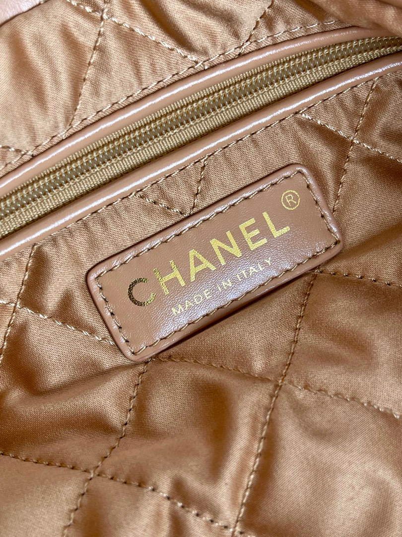Chanel 22 Handbag AS3261 Shiny Calfskin Gold-Tone Metal Camel - Default Title - View 9