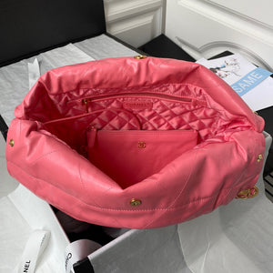 Chanel 22 Handbag AS3261 Shiny Calfskin Gold-Tone Metal Coral Pink - Default Title - View 5